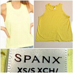 Spanx Women Go Lightly At-The-Hip Tank Top Athletic Workout Shirt Size XS yellow
